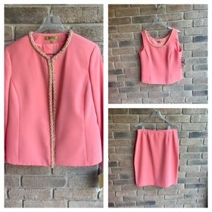 NWT Kasper Nantucket evening Salmon 3 piece suit 14 Petite